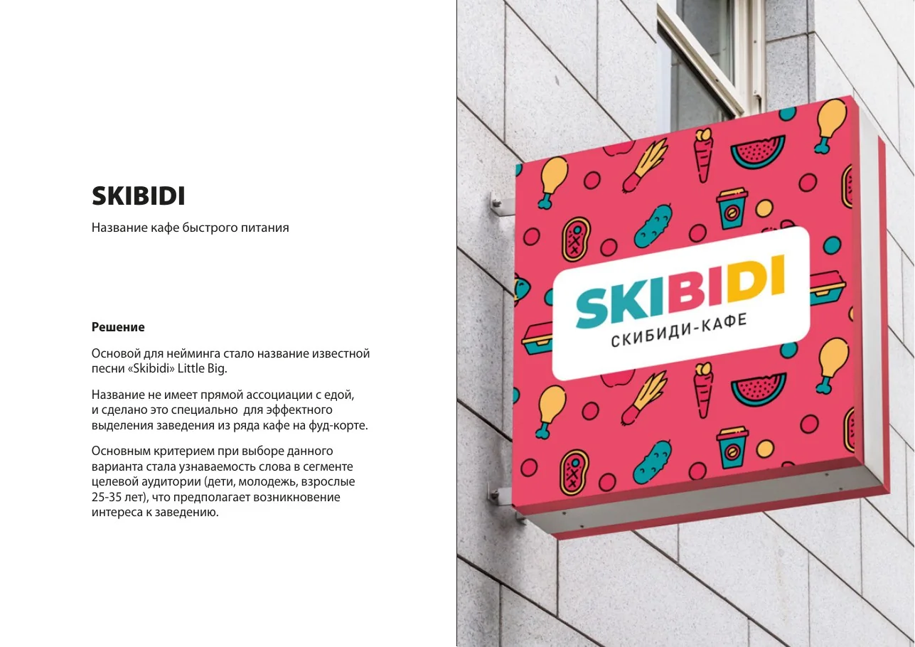 SKIBIDI — название для кафе быстрого питания