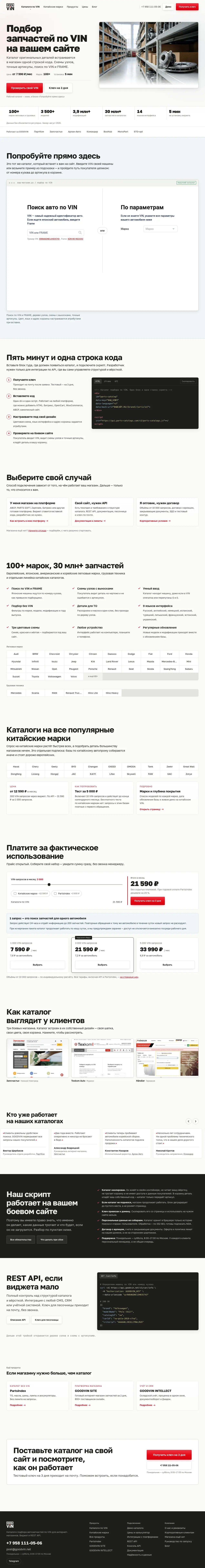 Полная страница сайта сервиса GOODVIN